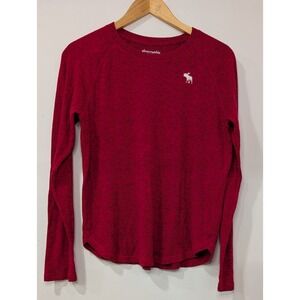 Abercrombie Kids‎ Long Sleeve Red Heathered Crew Neck T Shirt Size 15/16